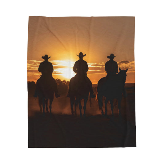 Country Western Cowboys Sunset Blanket