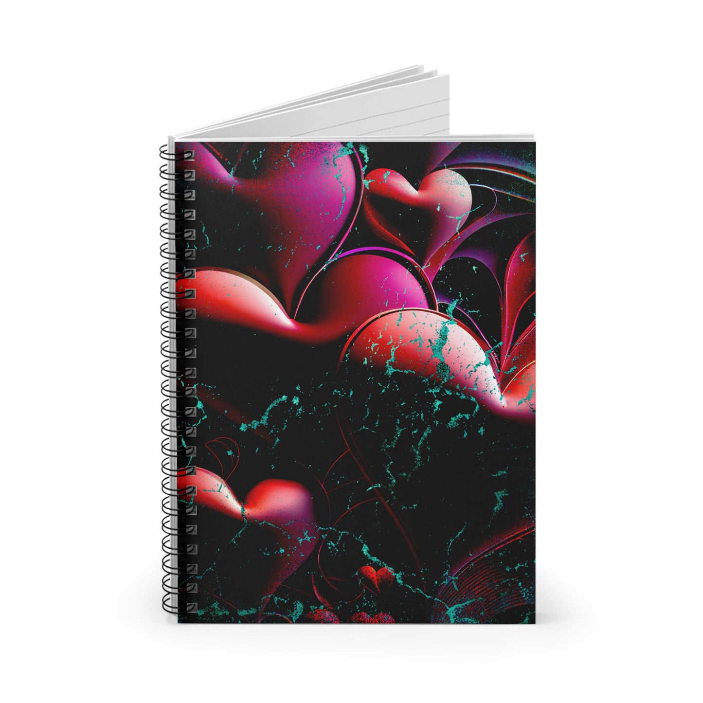 3D Hearts Valentine Spiral Journal Notebook - Ruled Line