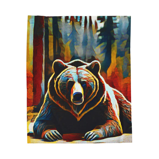 Grizzly Bear Plush Blanket
