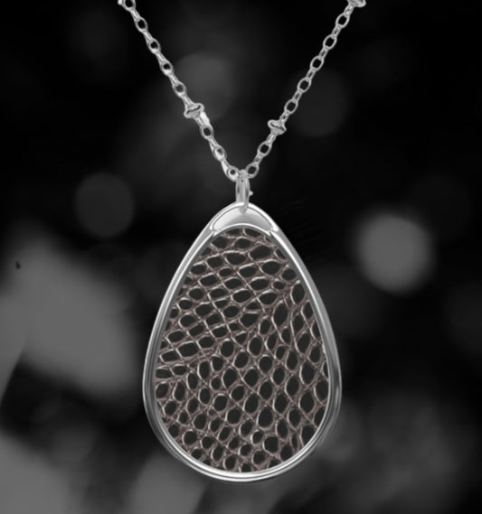 Silver Saddle | Cowgirl Snake Skin Print Pendant Necklace