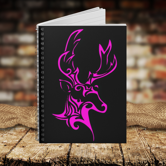 Pink Deer Spiral Notebook Journal - Ruled Line