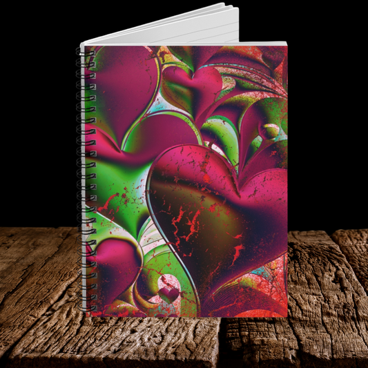 3D Hearts Valentine's Spiral Notebook Journal - Ruled Line