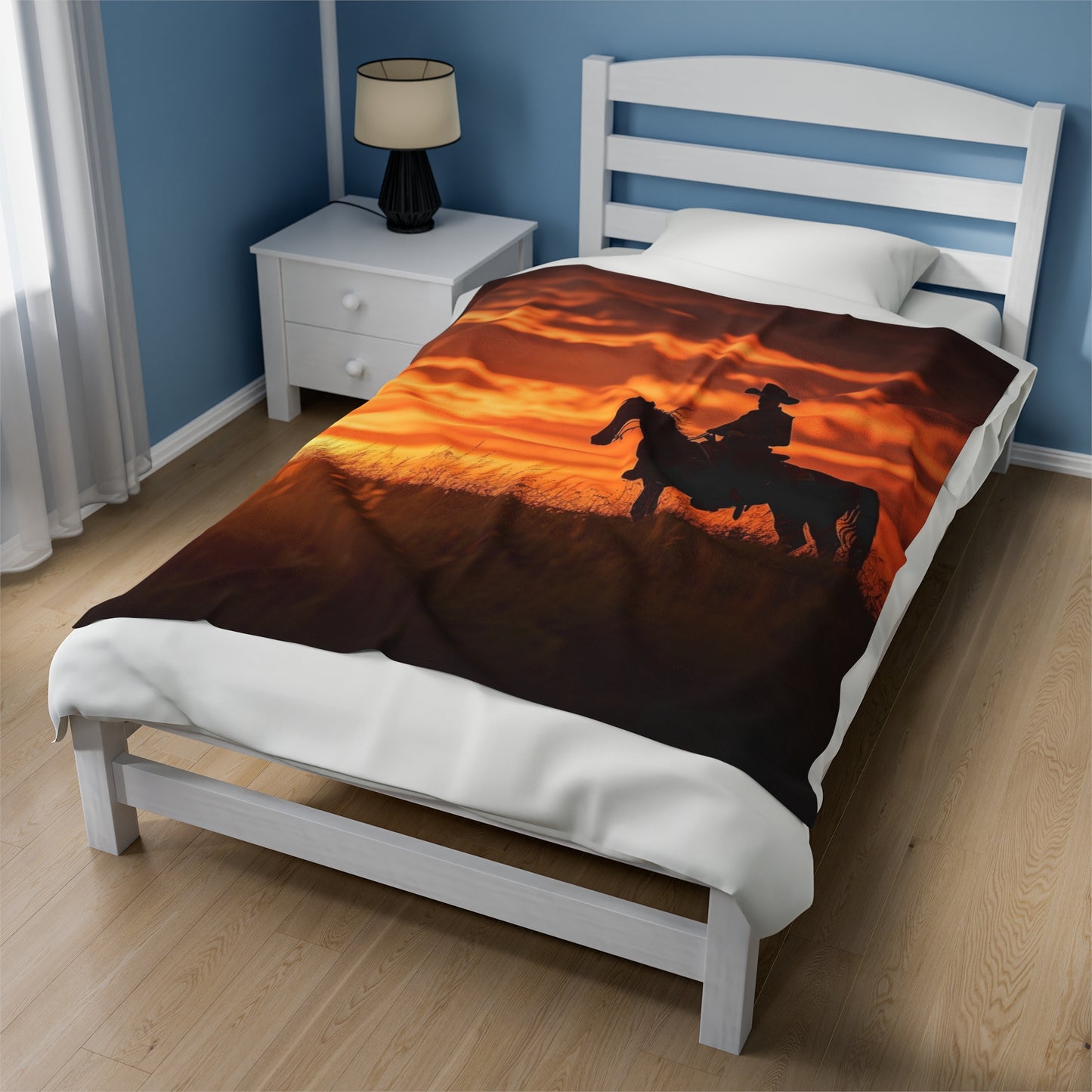 Country Western Cowboy Sunset Blanket
